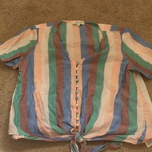 Madewell vertical striped button w knot